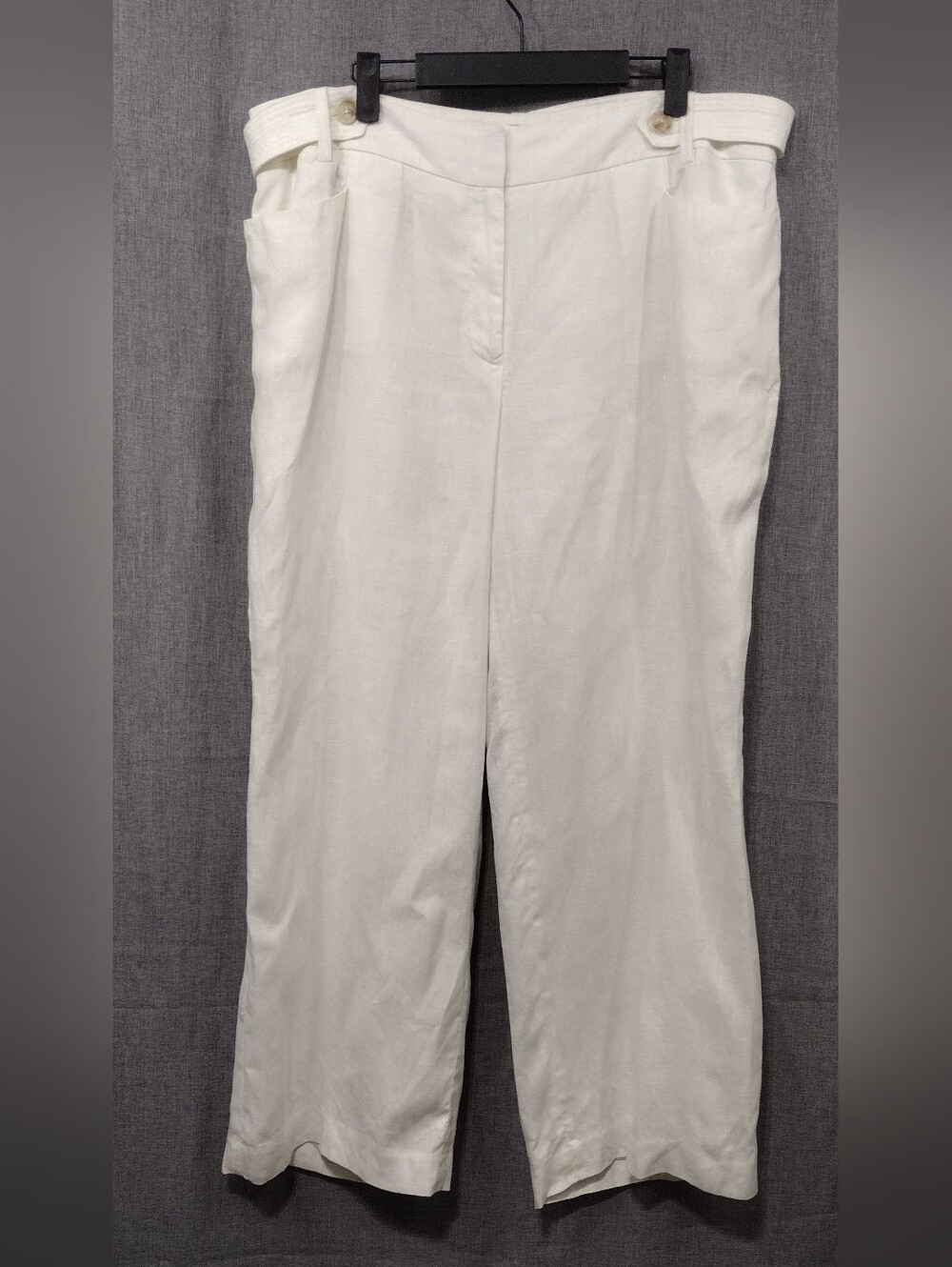 Talbots Linen Wide-Leg Pants Womens 16WP White Office Career Minimalist Casual
